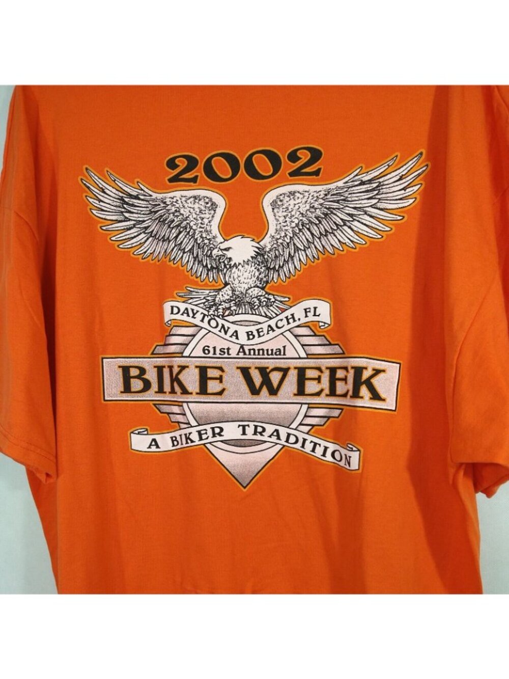 Hanes Bike Week T-Shirt Men Size 2XL Orange Daytona Short Sleeve Biker FLAW - Picture 4 of 8
